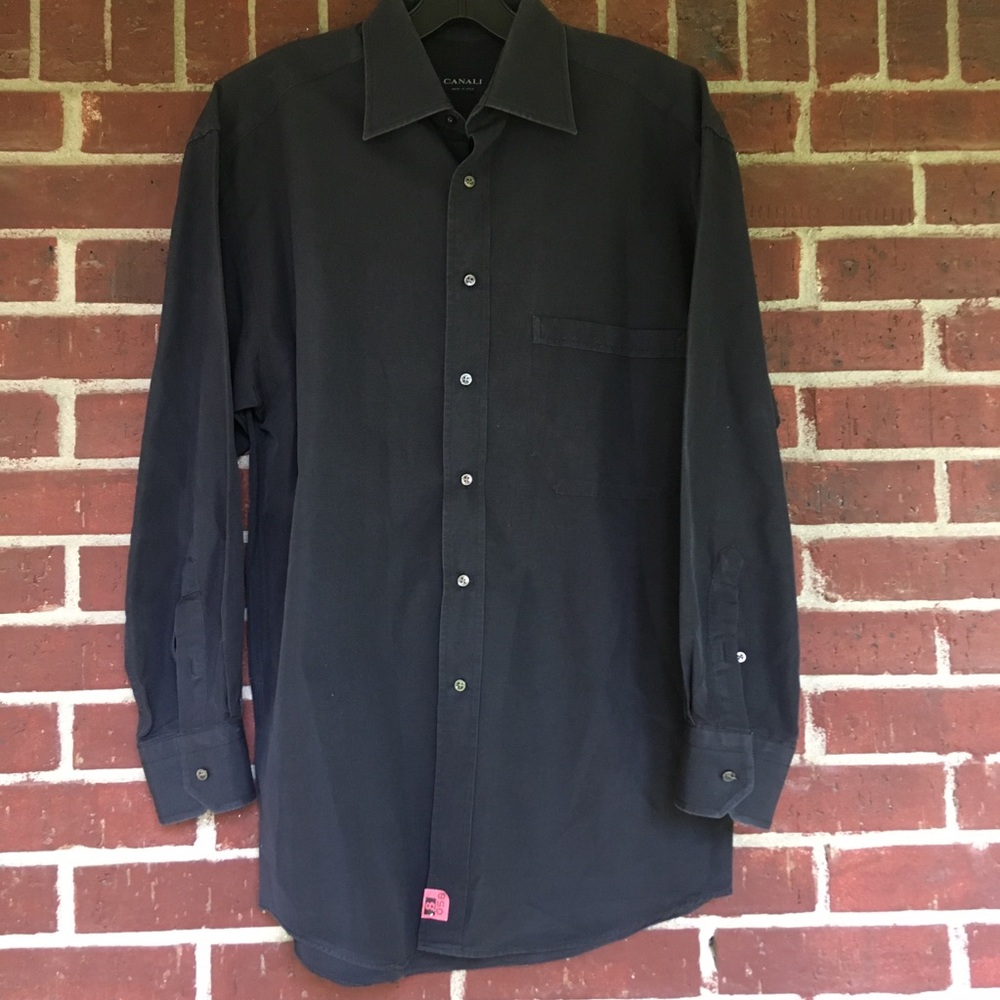 Canali Men button front strip M Shirt  39/15.5